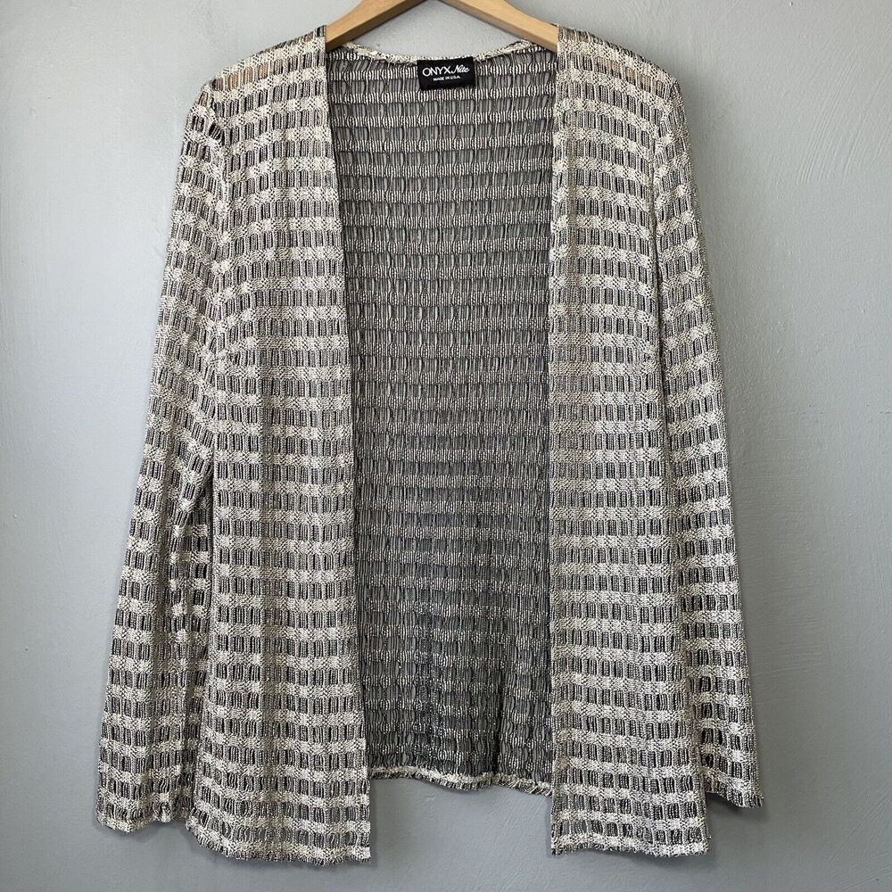 Onyx Nite Size 14 Mesh Silvery Gold Metallic Cardigan Evening Club Y2K Glam